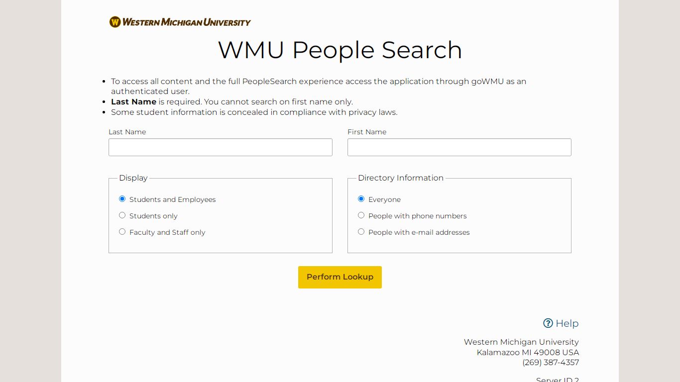 WMU People Search - Western Michigan University